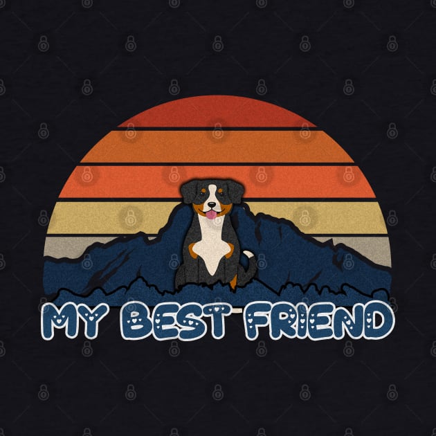 My Best Friend Entlebucher Mountain Dog Striped Sunset Mountain Background Design - Gift for Entlebucher Mountain Dog Lovers by HarrietsDogGifts
